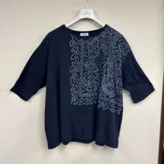 Plantation ネイビー 花柄プリント Tシャツ