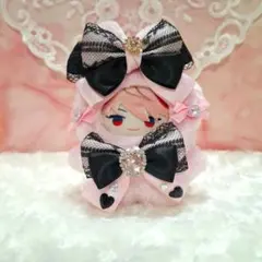 限定セール⭐にじぱぺっと ぬい服 きぐるみ 10cm　うさぎ　ピンク×ブラック