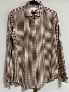 UNIQLO イネス 長袖ギンガムチェックシャツ【ブラウン S】
