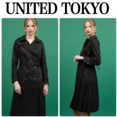極美品 UNITED TOKYO アシメプリーツトレンチコート ブラックのサムネイル