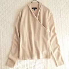 LANDS' END カシミヤVネッククロスニット　S～M　ベージュ