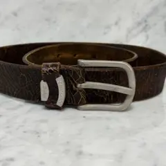 REPLAY リプレイ ベルト 本革 ダメージベルト ブラウン 銀 ベルト