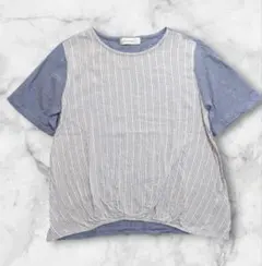Golden Bear ストライプ Tシャツ 裾タック 半袖 Lのサムネイル
