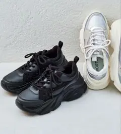 ラインストーンパーツ厚底スニーカー【ヒール高6cm】