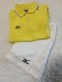 【MIZUNO】テニスウェア 上下セット、スコート イエロー、ホワイト