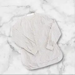 メンズ　長袖シャツ　ブラウス　XSサイズ　ストライプ　ホワイト綿100% 日本製