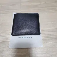未使用品☆BURBERRY バーバリー レザー 二つ折り財布 ブラック 本革 黒