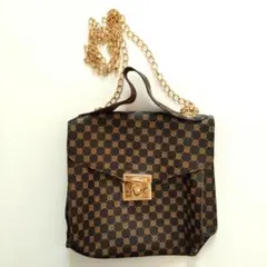 ショルダーバッグ ハンドバッグ ダークブラウン ゴールド