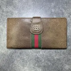 【ヴィンテージ】OLD GUCCI オールドグッチ シェリーライン 長財布 茶のサムネイル
