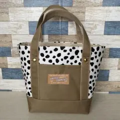 ダルメシアン柄×ベージュ　ミニトートバッグ
