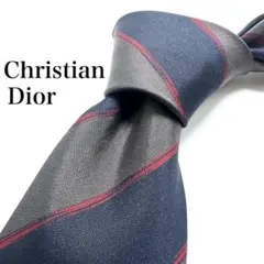 【大特価】 Christian Dior ストライプ柄 ネクタイ ネイビー