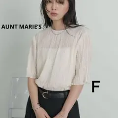 AUNT MARIE'S★シフォン揚柳ハーフスリーブブラウス　アイボリー