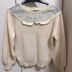 花柄刺繍ニット