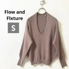 Flow and Flxture　深Vネック　ニット　セーター　長袖　ピンク　S