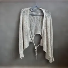 アイボリー メッシュ編み 2WAYカーディガン