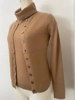 最終価格 未使用 カシミヤ100% キャメル長袖カーディガン&袖無しタートル