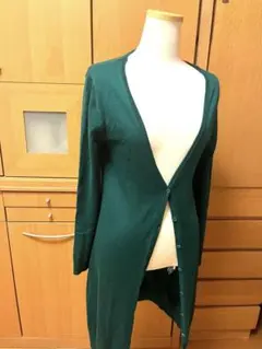 NATURAL BEAUTY BASIC ダークグリーン ロングカーディガン M