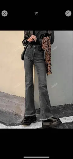 shein ハイウェスト フレアデニム ブーツカットジーンズ