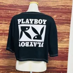 PLAYBOY プレイボーイ Tシャツ L バニー刺繍 バックプリント 黒のサムネイル
