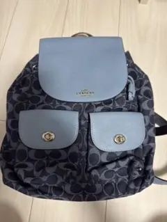 Coach リュックコーチ リュック シグネチャー デニム レザー ターンロック