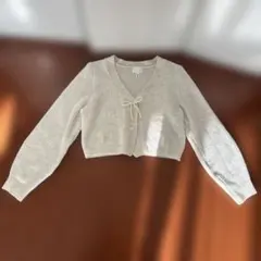 【美品】セール！H &M アイボリー ブラウン Vネック カーディガンUS S