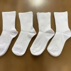 スクールソックス　4足セット　白　24cm-26cm 丈16cm
