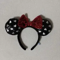 ディズニー カチューシャ ハート装飾 赤リボン