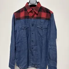 AZUL by moussy チェック柄デニムシャツ340番