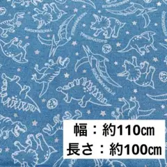 恐竜 星 プリント 生地 布 水色