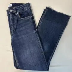 ZARA ダークブルー フレアジーンズ フリンジ裾