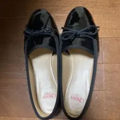 美品　ドゥロワー 黒エナメル　バレエシューズ オペラ
