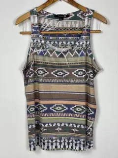 USA製 Forever21 ネイティブ柄 総柄 タンクトップ Lのサムネイル