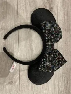 ミッキー耳カチューシャ リボン付き 黒