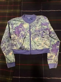 adidas クロップドジャケット M 紫/緑