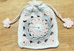 【ハンドメイド 】グラニースクエア　ミニ巾着ポーチ