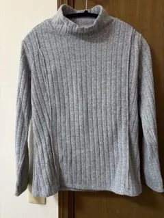 秋冬　マタニティ　授乳口付きハイネックリブニット　産前産後