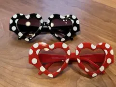 ディズニー ミニーマウス サングラス ハート型 赤 黒 セット Disney