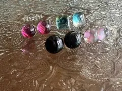 ガラスのピアスセット170サージカルステンレスシルバー