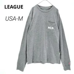 海外古着✨LEAGUE 長袖Tシャツ グレー ロゴバックプリント【M】01-16