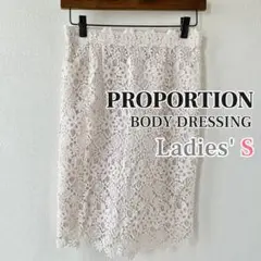 PROPORTION ひざ上丈 スカート ケミカルレース ベージュ ミニスカート