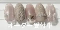 オーダー受付中:冬のネイルチップ　チェック　リボン