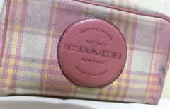 COACH チェック柄 レザーポーチ