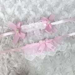 ヘッドドレス スタイ 前掛け セット ぬい服 ピンク