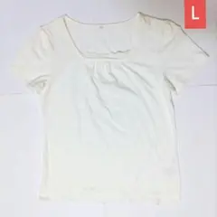 ニッセン　トップス　Tシャツ　半袖　白　レース　Lのサムネイル