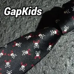 L143GP 美品◆ GapKids 総スカル柄 ブラック系 Kidsネクタイ