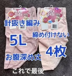 【この色最後】針抜きショーツ パンツ お腹すっぽり 深め丈 ゆったり 5L 4枚