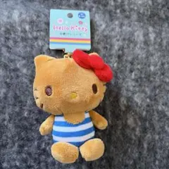 日焼けキティ ストライプ水着 ぬいぐるみ