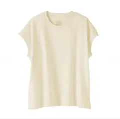 無印良品　婦人　引き揃え天竺編みフレンチスリーブＴシャツ　ライトイエロー　Lのサムネイル