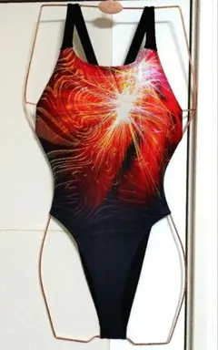 〚カスタム品〛SPEEDO　競泳水着　ハイカット　Sサイズ　黒/赤