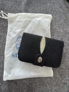 GenuineStingraySkin⭐︎エイ革 ブラック　二つ折り財布　未使用